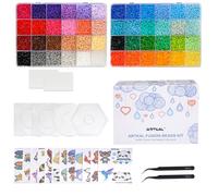 Artkal Mini Fuse Beads Kit 48 Colors, 24000pcs, 2.6mm Sized, with 4 Pegboards 2 Tweezers 48 Patterns 2 Large Ironing Paper