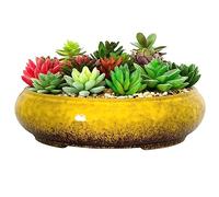 ARTKETTY Plant Pot - 29CM Large Bonsai Pot with Drainage Shallow Ceramic Succulent Plant Pot Indoor/Outdoor, Glazed Cactus Flower Plant Container Bowl for Home Garden Decor