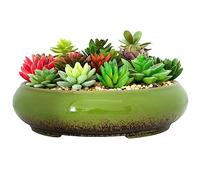 ARTKETTY Plant Pot - 29CM Large Bonsai Pot with Drainage Shallow Ceramic Succulent Plant Pot Indoor/Outdoor, Glazed Cactus Flower Plant Container Bowl for Home Garden Decor