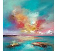 Artko Abstract Sunset Canvas Print Wall Art - 'Rosy Clouds' by Anna Schofield - Nature Themed Artwork - Ready to Hang Home Décor - 30 x 30cm