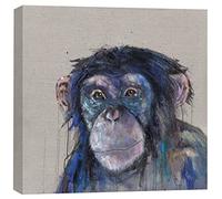 Artko Artistic Chimpanzee Canvas Wall Art - 'Charlie' Painting by Louise Luton - Animal Themed Artwork - Ready to Hang Home Décor - 40 x 40cm