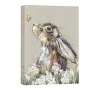 Artko Artistic Hare & Butterfly Canvas Wall Art - 'Bella' by Nicola Jane Rowles - Wildlife Themed Artwork - Ready to Hang Home Décor - 30cm x 40cm