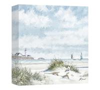 Artko Artistic Seascape Canvas Wall Art - 'The Old Jetty I' by Richard Macneil - Seaside Themed Artwork - Ready to Hang Scenic Home Décor - 40cm x 40cm