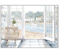 Artko Coastal Scene Canvas Wall Art - 'Harbour View' by Richard Macneil - Scenic Nautical Themed Picture - Ready to Hang Neutral Home Décor - 40cm x 30cm