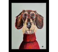Artko Dog in Glasses Framed Print Wall Art - 'Boy George' by Victoria Coleman - Contemporary Animal Picture - Ready to Hang Home Décor - 43.5 x 33.5 cm