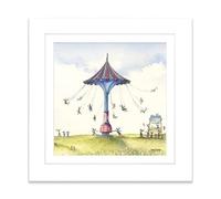 Artko Fairground & Bunny Rabbit Framed Wall Art - 'Carousel & Lemonade' by Catherine Stephenson - Whimsical Animal Print - Ready to Hang Home Décor - 33cm x 33cm