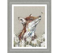 Artko Fox and Wildflowers Framed Print Wall Art - Contemporary Animal Themed Home Decor - Nicola Jane Rowles Artwork - Ready to Hang 'Finley' Painting - 35 x 29cm