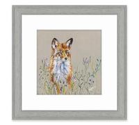 Artko Fox & Wildflowers Framed Print Wall Art - 'Floral Fox' by Louise Luton - Wildlife Themed Artwork - Ready to Hang Animal Home Décor - 35cm x 35cm