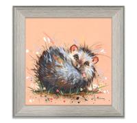 Artko Framed Print Wall Art, 25 x 25cm, Henry Hedgehog by Ashley Saunders | Square Grey Framed Animal Artwork, Ready to Hang, Wildlife Themed Home Decor