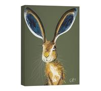 Artko Hare Canvas Print Wall Art - Animal Themed Home Decor - Quinn Russell Artwork - Ready to Hang 'Marley' Painting - 30 x 40cm