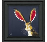 Artko Hare Framed Print Wall Art - Animal Themed Home Decor - Quinn Russell Artwork - Ready to Hang 'Alfie' Painting - 39 x 39cm