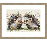 Artko Hedgehog Framed Print Wall Art - Ready to Hang Contemporary Animal Themed Home Decor - 'Hedgehugs' Painting by Ashley Saunders - 32 x 42 cm Framed Picture