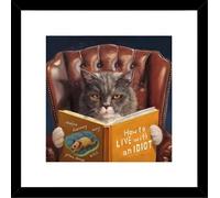 Artko 'Home Improvement' by Lucia Hefferman Amusing Cat Framed Wall Art - 43.5 x 43.5 cm Ready to Hang Artwork Print for Home Decor - Pictures, Paintings & Prints for Living Room, Bedroom, Kitchen