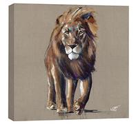 Artko Lion Canvas Print Wall Art - Animal Themed Home Decor - Louise Luton Artwork - Ready to Hang 'Breeze' Painting - 40 x 40cm