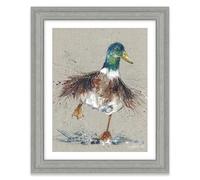 Artko Mallard Duck Framed Print Wall Art - 'Splish Splash' by Nicola Jane Rowles - Animal Themed Picture - Ready to Hang Home Decor - 35 x 29 cm