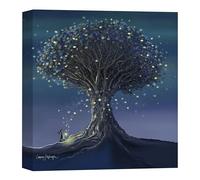 Artko Rabbit and Magical Tree Canvas Print Wall Art - Contemporary Animal Themed Home Decor - Catherine Stephenson Artwork - Ready to Hang 'Follow your Dream' Painting - 30 x 30cm