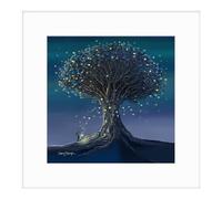 Artko Rabbit Framed Print Wall Art - Animal Themed Home Decor - Catherine Stephenson Artwork - Ready to Hang 'Follow Your Dream' Painting - 33.5 x 33.5 cm