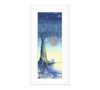 Artko Rabbit & Moon Framed Print Wall Art - 'Come Hope with Me' by Catherine Stephenson - Stunning Nature Inspired Picture - Ready to Hang Home Décor - 43.5cm x 23.5cm