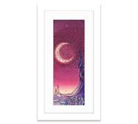 Artko Rabbit & Moon Framed Print Wall Art - 'Moon Gazing' by Catherine Stephenson - Stunning Nature Inspired Picture - Ready to Hang Home Décor - 43.5cm x 23.5cm