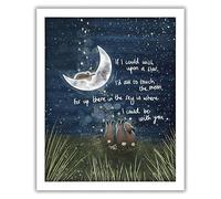 Artko - Remembrance Framed Print - 'Be With You' Rabbits & Moon Wall Art for Bereavement, Loss of Loved One, Sympathy or Thinking of You Gift - 26 x 32cm White Frame