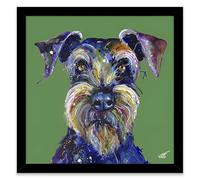 Artko Schnauzer Dog Framed Print Wall Art - 'Professor Schnauzer' by Louise Luton - Animal Themed Artwork - Ready to Hang Home Décor - 43.5cm x 43.5cm