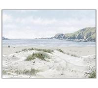 Artko Seaside Dog Walk Canvas Wall Art - 'White Sands III' by Richard Macneil - Charming Coastal Print - Ready to Hang Home Décor - 40cm x 30cm