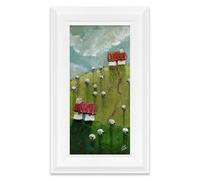 Artko Sheep on a Hillside Framed Print Wall Art - 'Nice Neighbours' by Geoff Beckett - Countryside Themed Artwork - Ready to Hang Home Décor - 49 x 29cm