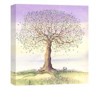 Artko Tree, Bunny Rabbits & Love Hearts Canvas Wall Art - 'Last Carrot to Fall' by Catherine Stephenson - Lovely Animal Home Decor - Ready to Hang Painting - 30cm x 30cm