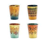 Artland - Fiesta Shot Glasses - Colourful & Eclectic - Cocktail Glasses Set - Handmade Glassware - Made in the UK - Set of 4