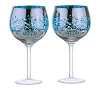 Artland Filigree Set Of 2 Blue Gin Glasses