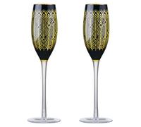Artland Midnight Peacock Set Of 2 Champagne Flutes