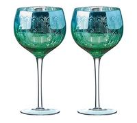 Artland The DRH Collection Set Of 2 Peacock Gin Glasses, Multi