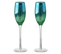 Artland Peacock Glassware | Set of 2 | Blue/Green & Silver | Perfect as a Gift