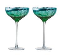 Artland Peacock Glassware | Set of 2 | Blue/Green & Silver | Perfect as a Gift
