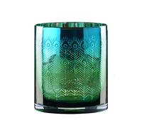 Artland - Peacock Hurricane Lamp, Multi-Coloured Candle Lamp - Handcrafted and Mouth Blown - Multicolour Design, Home Decorations