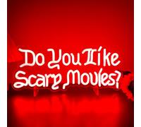 Artlast Do You Like Scary Movies Neon Sign LED Neon Light for Movie Night Party Decor Horror Room Gothic Font Halloween Decoration