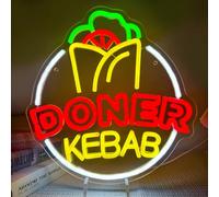 Artlast Doner Kebab Neon Sign for Wall Decor Colorful Food Neon Light for Restaurant Wall Decoration Fast Food Sign Kebab Wall Hanging Sign for Middle Eastern Food Shop
