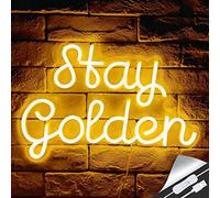 Artlast Stay Golden Neon Sign Yellow Stay Gold Neon Light Quote LED Neon Sign for Beauty Salon Spa Club Modern Bedroom Party Home Bar Decoration