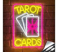 Artlast Tarot Cards Neon Sign, Pink LED Light for Room Wall Decor, Dimmable Switch, Acrylic Material, 10.24x14.88 inches, Indoor Neon Signage