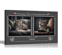 Artley Prints - 2 Photo Black Customisable Remembrance Canvas Wall Art with Quote | Framed Memorial and Tribute Pictures for Pets, Dogs, Animals, Cat 30 x 20cm (12 x 8 in) A4