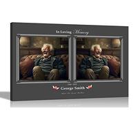 Artley Prints - 2 Photo Black Personalised Memorial Canvas Prints | Framed Pictures Wall Hanging | Remembrance Sympathy Gift | Mum, Wife, Granny, Friend 40 x 30cm (16 x 12 in) A3