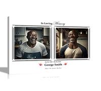 Artley Prints - 2 Photo White Personalised Canvas Wall Art Pictures | Remembrance, Memorial Artwork | Wall Hanging for Home Living Room Bedroom 30 x 20cm (12 x 8 in) A4