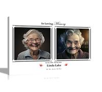 Artley Prints - 2 Photo White Personalised Canvas Wall Art Pictures | Remembrance, Memorial Artwork | Wall Hanging for Home Living Room Bedroom 40 x 30cm (16 x 12 in) A3