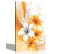 Artley Prints - Abstract Orange Lily FlowersCanvas Wall Art For Home Office Conservatory Gardening Prints Ready to Hang 51 x 35cm (20 x 14 inches)