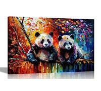 Artley Prints - Abstract Pandas on a Tree Canvas Wall Pictures | Framed Art Prints for Livingroom, Bedroom Office | Hanging Artwork Oil Painting 101 x 76cm (40 x 30 inches)