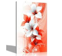 Artley Prints - Abstract Red Lily Flowers Canvas Wall Art Framed Floral Pictures Contemporary Prints Ready to Hang Decoration 30 x 20cm (12 x 8 inches) A4