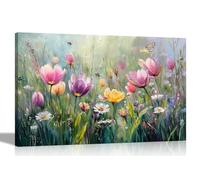Artley Prints - Abstract Spring Garden Flying Insects Canvas Prints Nature Decoration Living Room Wall Art Pictures 40 x 30cm (16 x 12 inches) A3