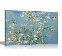 Artley Prints Almond Blossom by Vincent Van Gogh on Canvas Print Vibrant Blue Colour for Home Office Bedroom Dining Wall Art 76 x 50cm (30 x 20 inches)