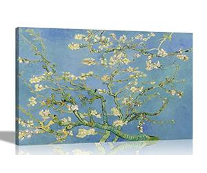 Artley Prints Almond Blossom by Vincent Van Gogh on Canvas Print Vibrant Blue Colour for Home Office Bedroom Dining Wall Art 86 x 61cm (34 x 24 inches) A1