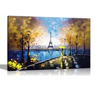 Artley Prints - Alone in Paris Yellow Colourful Wall Art Pictures Canvas for Living Room, Bedroom, Hallway | Framed Oil Painting Re-print, 30 x 20cm (12 x 8 inches) A4